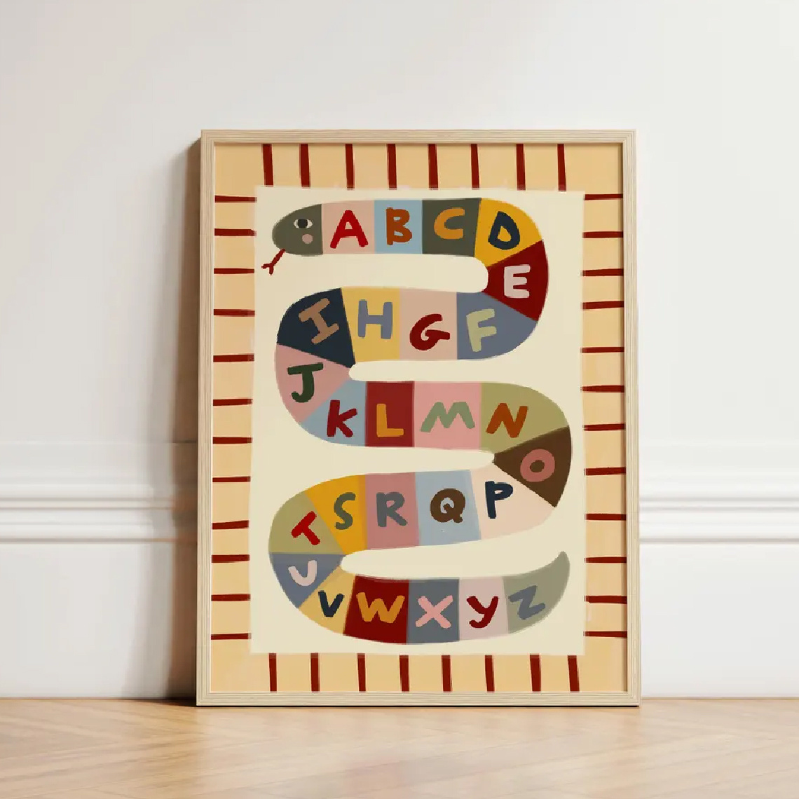 TEMU 2d Flat, 2d Flat, 1pc Wall Decoration, A Retro Poster Featuring An Alphabet Design, Vibrant Abc Print For A Playroom Or Bedroom, Ideal For