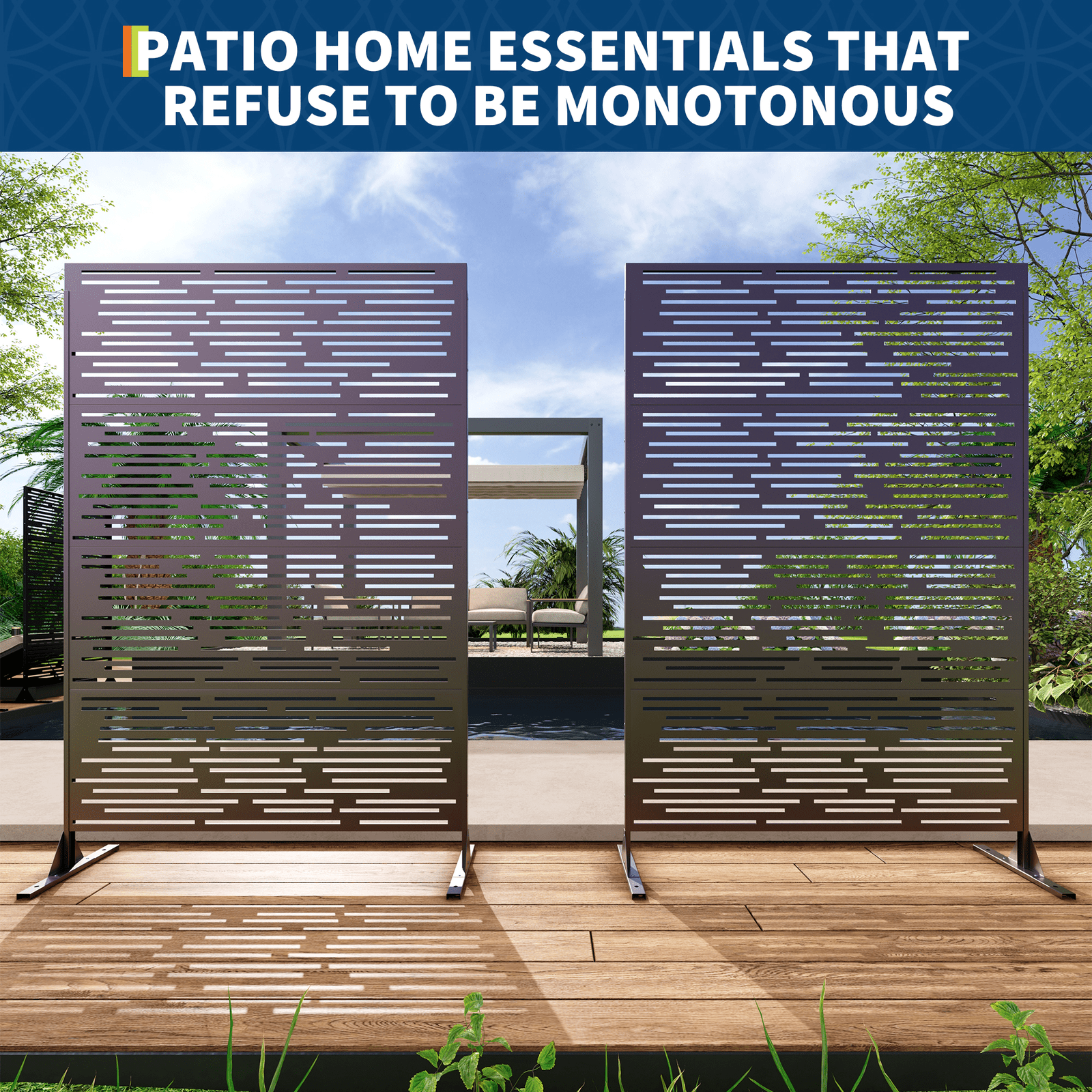 tela de jardim de metal para privacidade   117x180cm para uso  ,   divisor decorativo externo com design  , treliça para plantas trepadeiras,  , 1 pacote