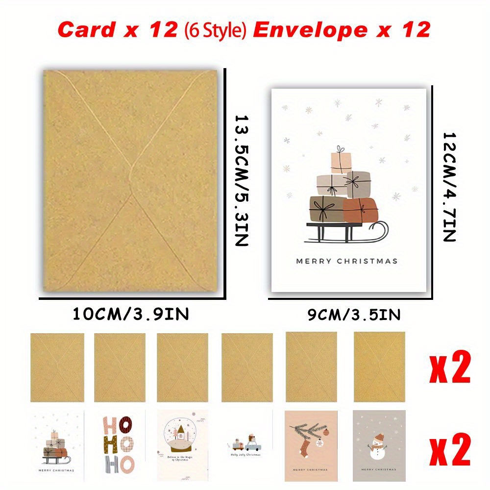 Image of 12pcs, Funny Christmas Cards, (6 , 2 Cards Design)loose Christmas Cards With Envelopes, Thank-you Cards, Greeting Cards, Blank Cards, Vacation Cards, Christmas Cards For Family, , And Colleagues