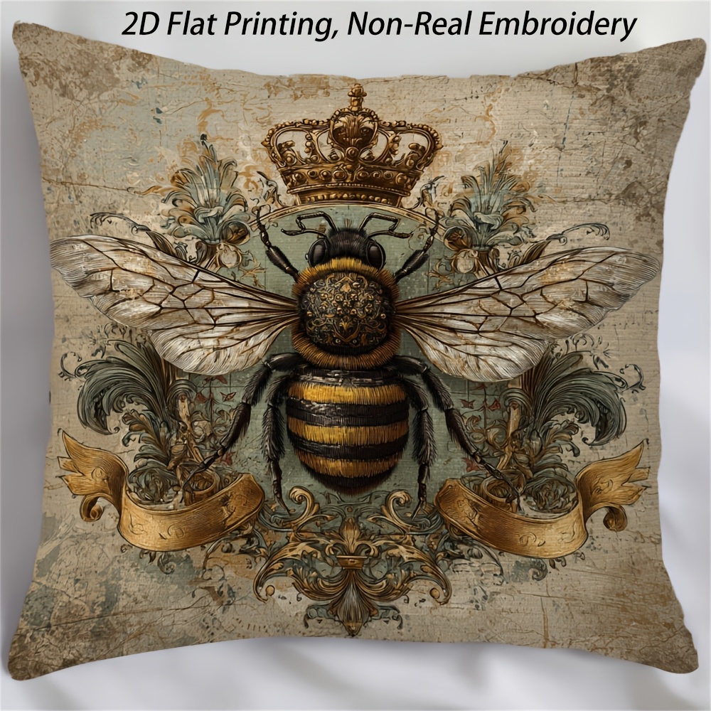 TEMU 1pc Double-sided 2d Flat Print Badge Style Pillowcase, Multiple Sizes Available, Short Plush Pillow Cover, Zipper Closure, Machine Washable,