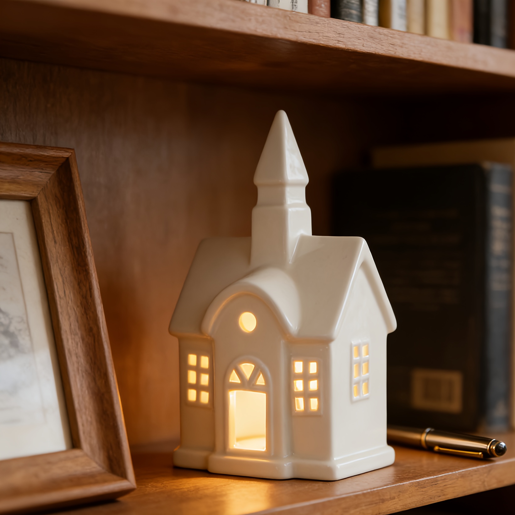 TEMU Ceramic Nordic-style Small House Crafts, Creative Decorations For Home During European And American Holidays. Ornaments Create A Festive