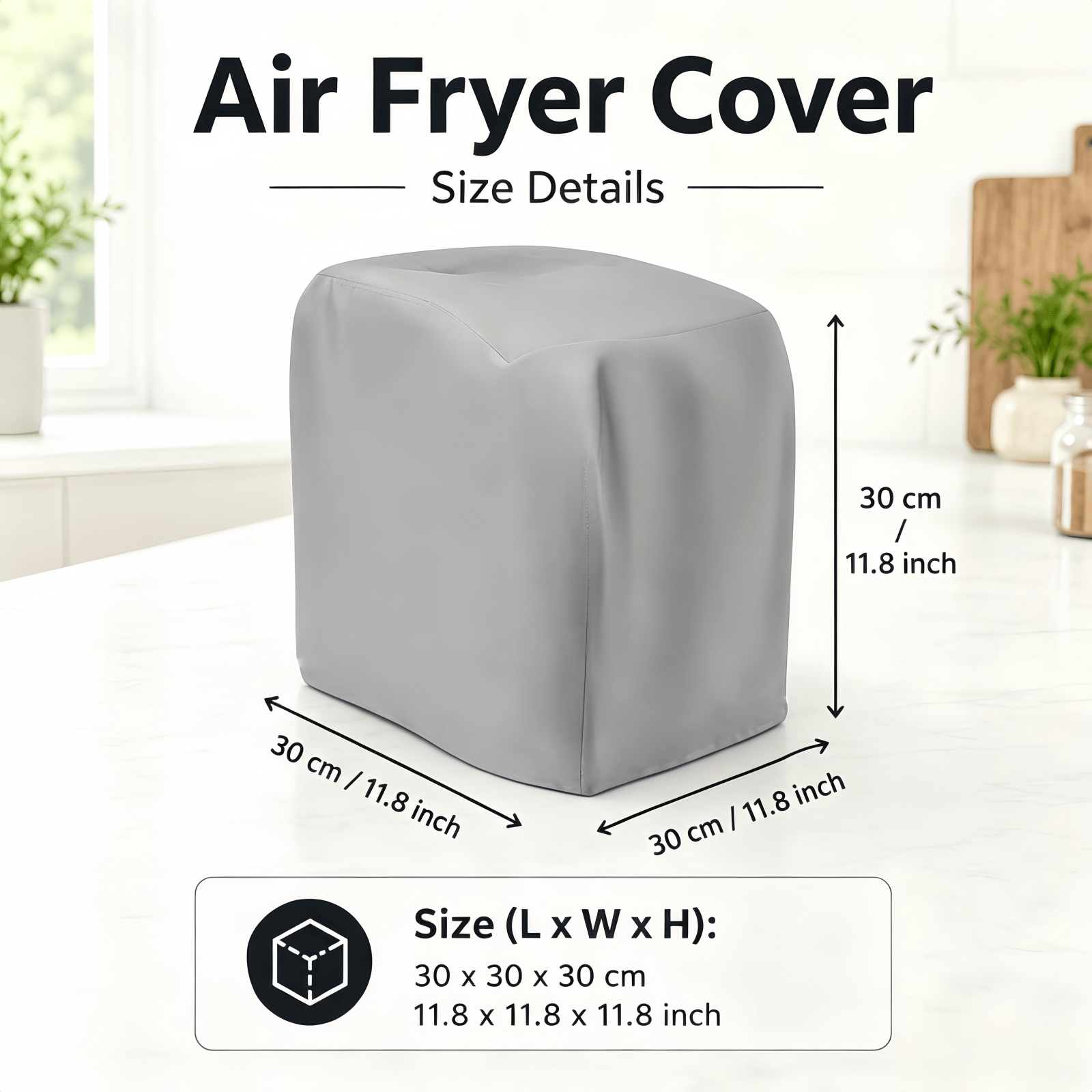 TEMU Housse de friteuse à air - 2 couleurs disponibles (Noir/), Tissu Oxford 300D , Fond avec cordon de serrage, Pliable pour le rangement, Convient