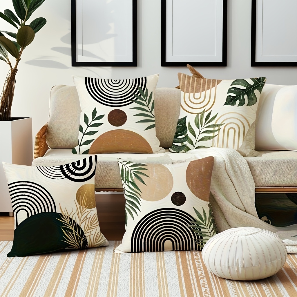 TEMU 4pcs Style Throw Pillow Cover Bedroom Decor Bohemian Sofa Bed Sofa Office Supplies Pillowcovers Plain Pillowcase Creative Couples Office Pillow