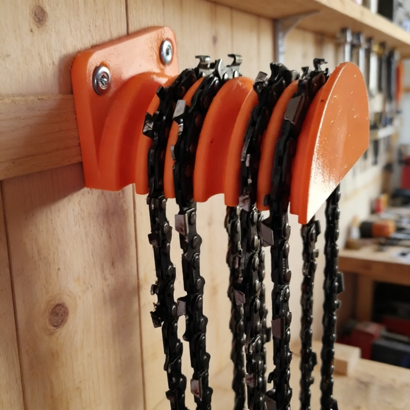 E-shop Kettensägenkettenspender - Wandmontierter Organizer, Wandmontierter Kettensägenkettenspender - Bietet Platz für 6 Ketten, Kompatibel mit den