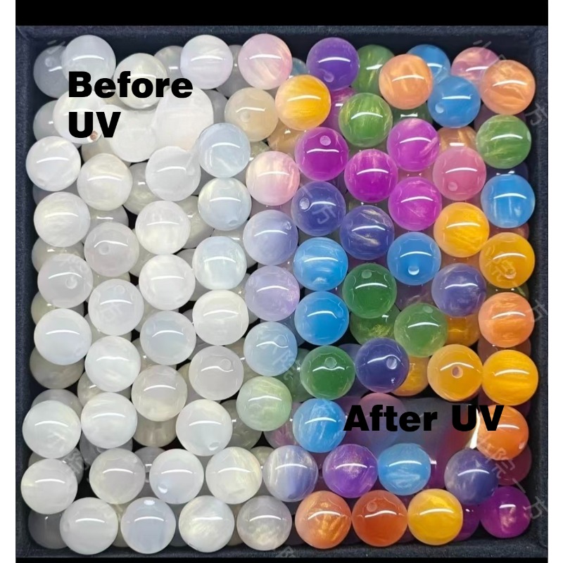 Color-changing Beads Diy Beading Material, Color In Sunlight, Includes 10g Accessory Pack + 2m Elastic Cord, 98pcs 8mm Beginner-friendly Beading Kit