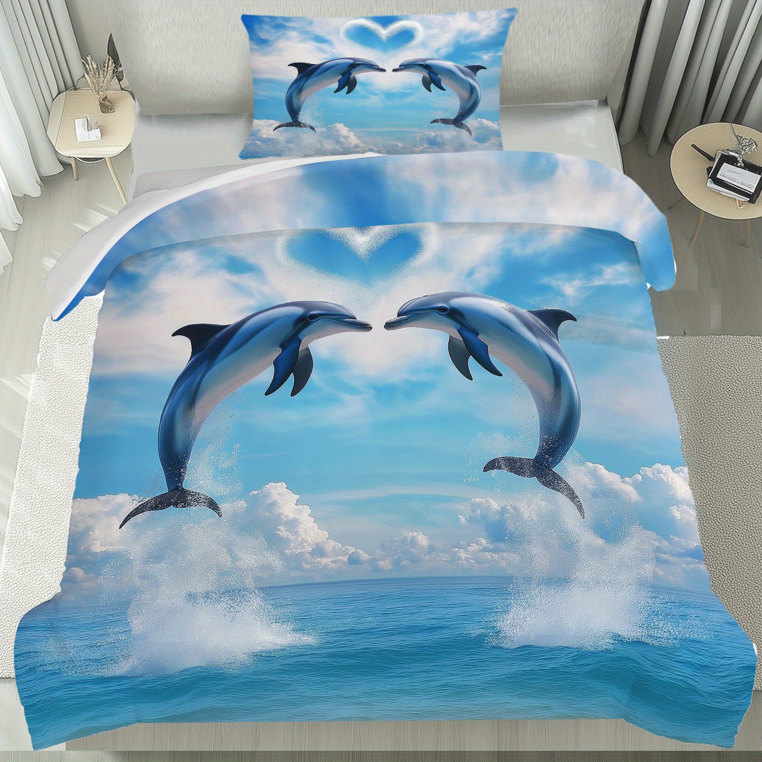 TEMU A Bedding Featuring A Pair Of , In Blue, Ideal For Dormitory Or For Home Use. It Includes 1 Quilt Cover And 2 Complete Sets, Made From Soft,