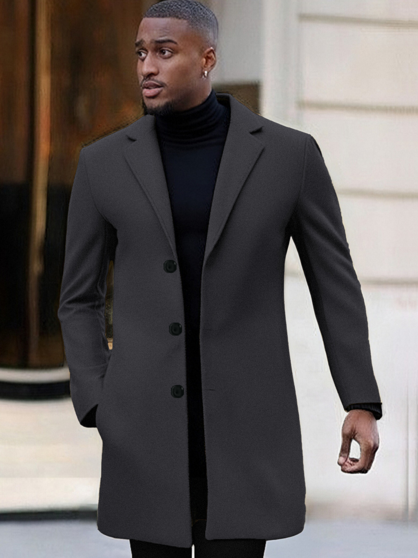 Trench Coat Longue Veste Noir Homme Veste Longue Imperméable Homme