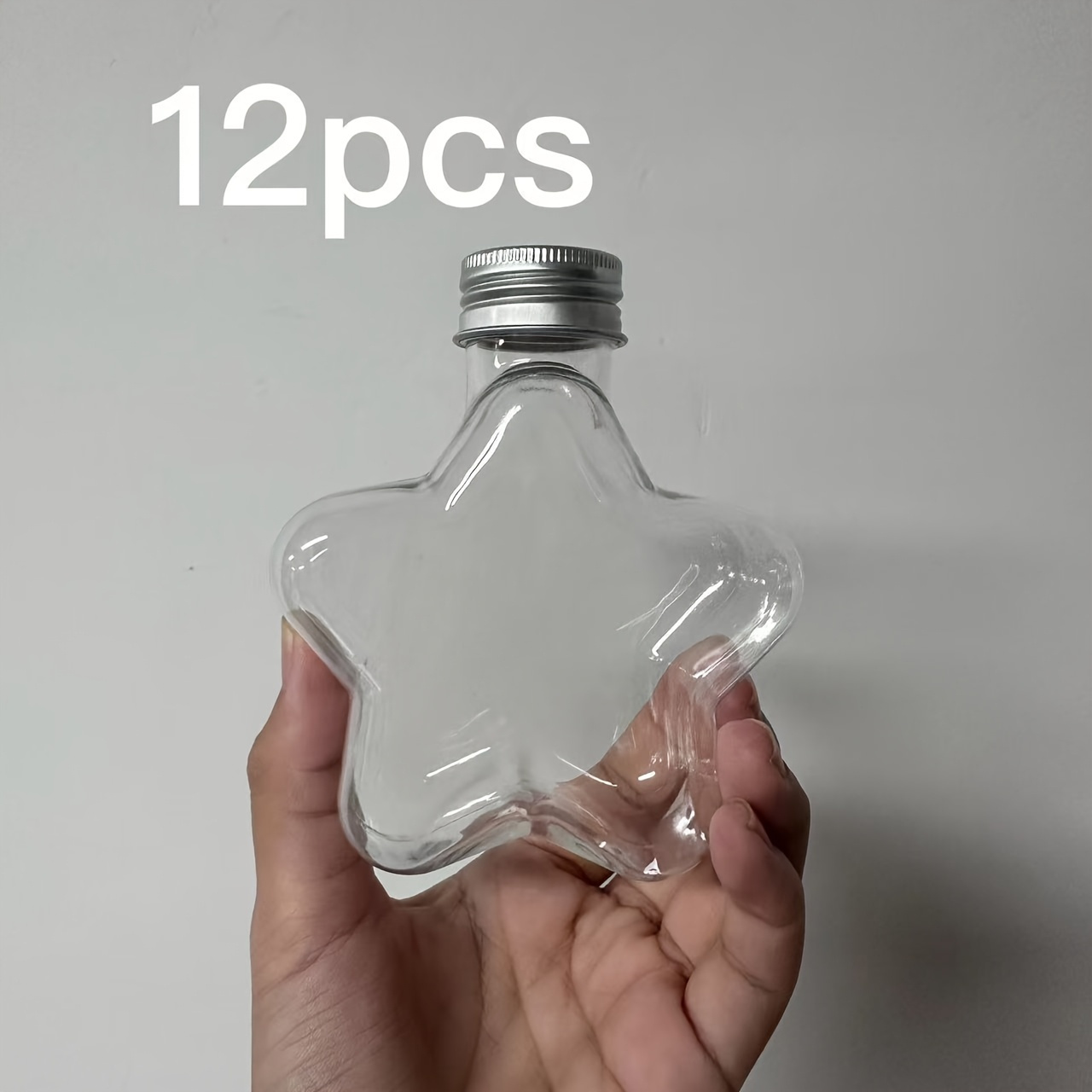 12pcs Set Of Star-shaped Sand Art Jars With Lids- Transparent Plastic Candy Jars, Suitable For Diy Crafts And Party Decorations