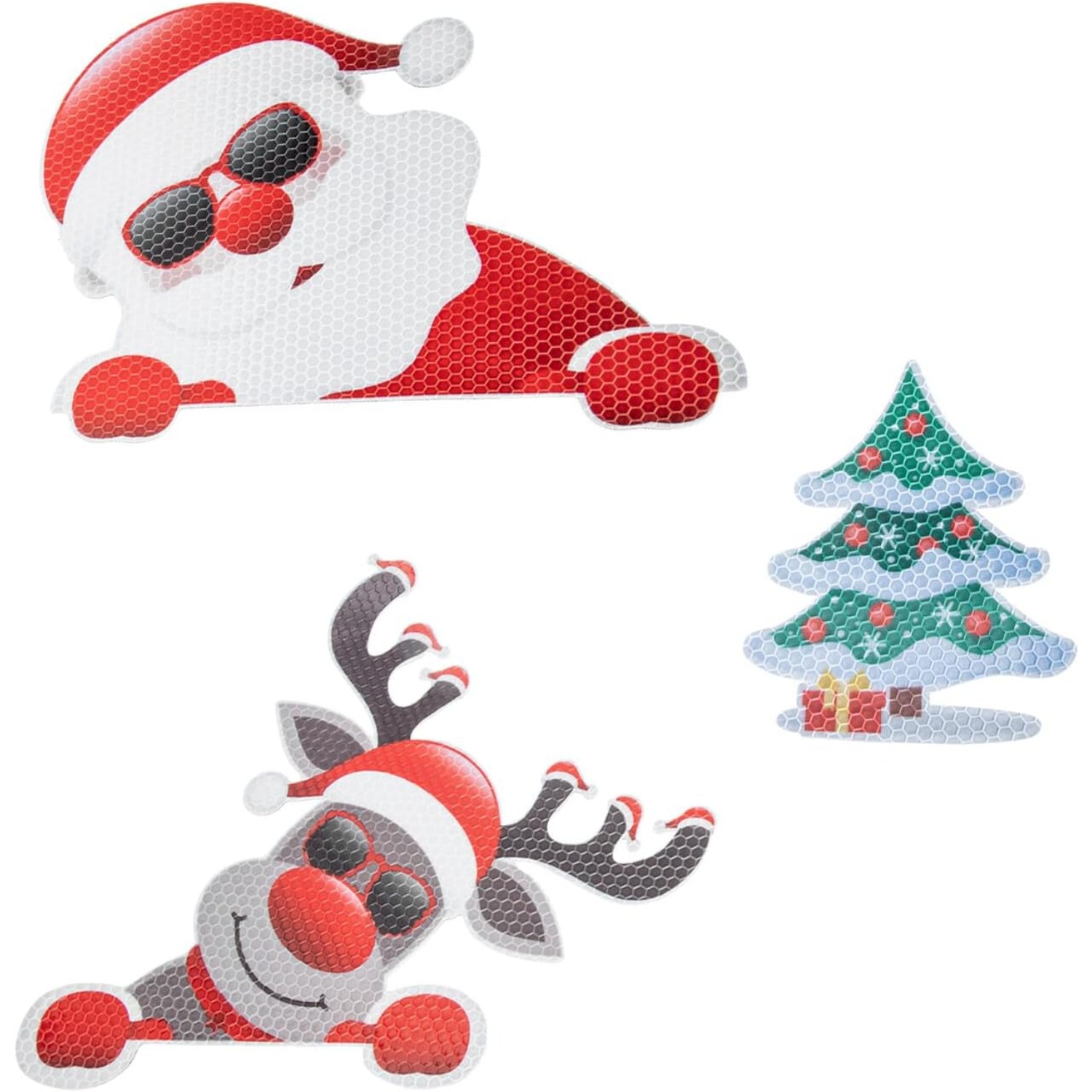 TEMU 3pcs Christmas Car Reflective Magnets Refrigerator Magnetic Decorative Stickers And Santa Claus And Reindeer Themed Car Decoration Stickers For