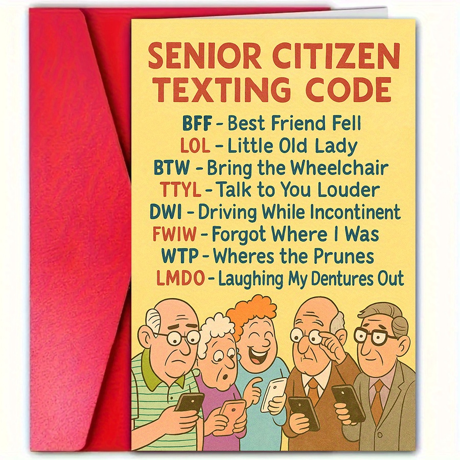 TEMU 4pcs (2 Greeting Cards + 2 Envelopes) Humorous Sms Guide Cards, Suitable For The Elderly, Are Birthday Gifts For Grandparents Or Fun Gifts For