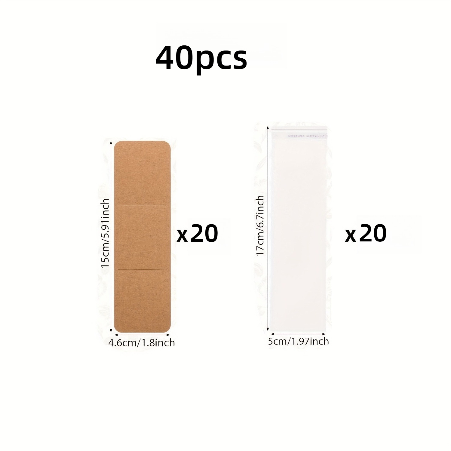 TEMU 40pcs Bookmark Clip Set With Paper Bookmarks And Transparent Self-adhesive Bags For Blank Bookmark Display Card Sleeves