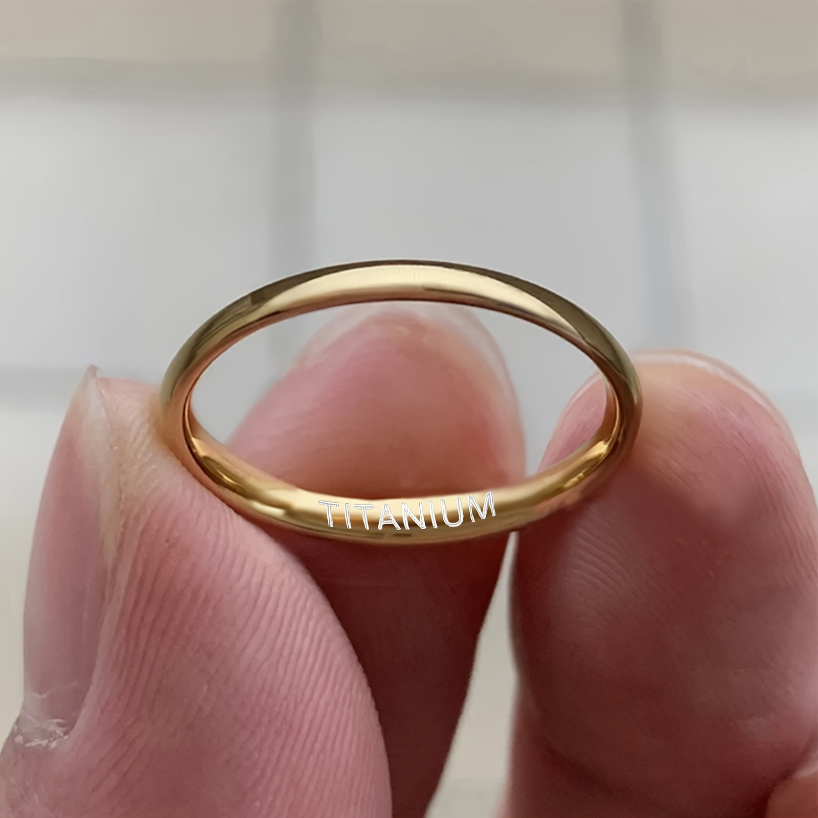 TEMU A Single 2mm Slim Wedding With A High Gloss End, Featuring A Durable And Stylish Twisted Design