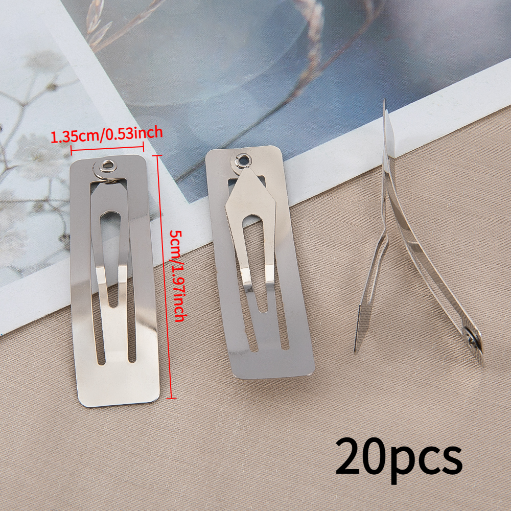 TEMU 20 piezas de pinzas para el cabello clásicas para mujer, base de pinza para el cabello cuadrada para adornos, fabricación de joyería