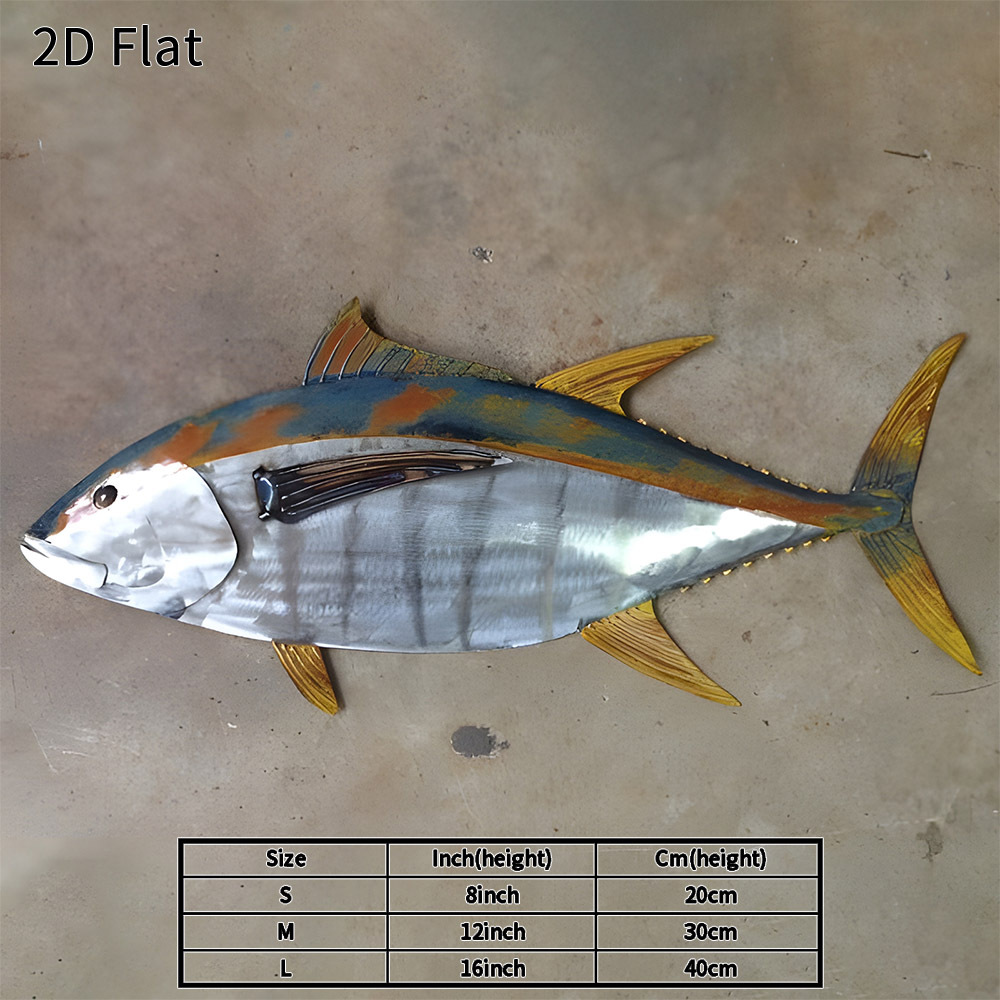 TEMU 2d Flat - 1pc2d Flat Tuna Metal Wall Art Unique Fish Decor For Fisherman Home Decor Man Cave Outdoor Garden Patio Gift