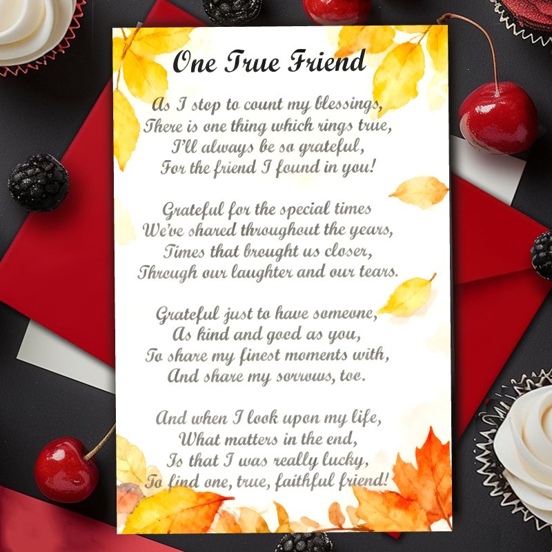 TEMU 1pc Friendship Card With Envelope - Includes 1pc Poem And Message, Best Friend Birthday/christmas Gift, Keepsake, Symbolizing Companionship