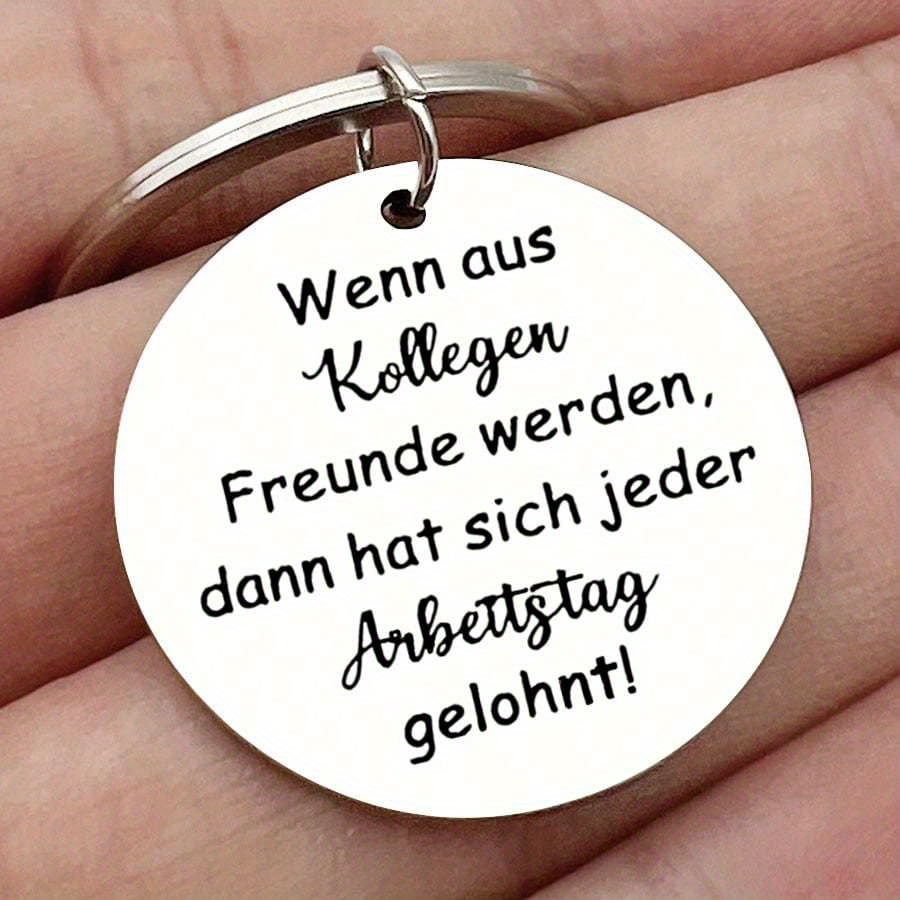 1pc Stainless Steel Keychain With German Appreciation Message - "we Colleagues Who Work And Independently!" - Ideal For Coworkers, , , Keychain Accessory| Design|durable Keychain