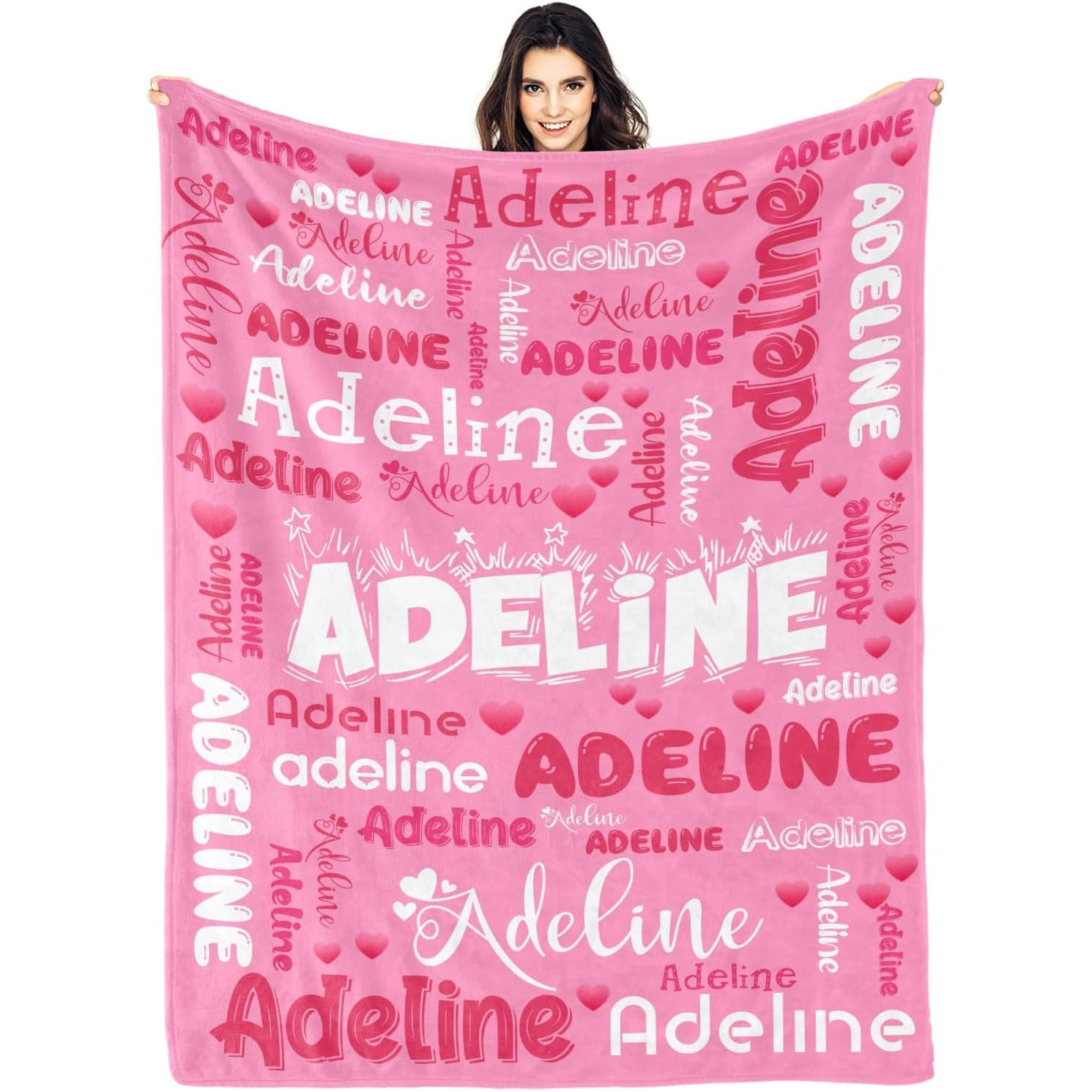 TEMU Custom Text Flannel Blanket In 2d Flat Design, Personalized Layout Suitable For Christmas Gifts, Holiday Presents For , Soft And Comfortable