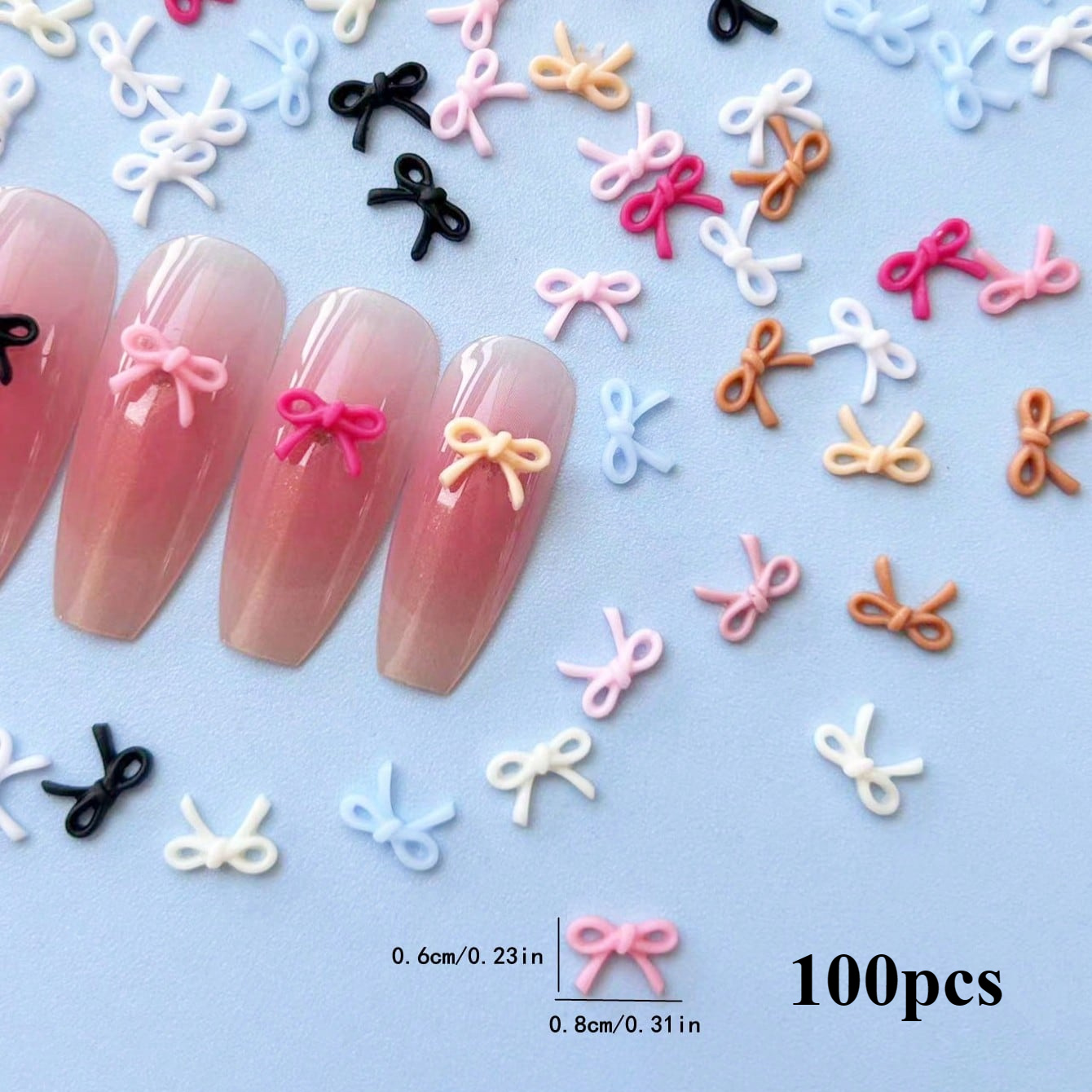 A Pack Of 100 Cute Mini Bow Nail Products, 3d Resin Flat Bow/ribbon Bow Mix Random Delivery, Nail Lady Long Nails/short Nail Additions, Nail Additions, Nail Gems, Nail Products, Nail Jewelry