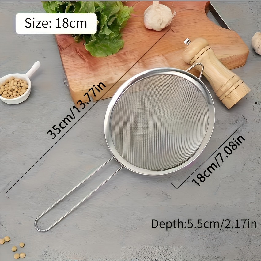 TEMU Stainless Steel Fine Mesh Filter With Handle, The Sieve Of High-quality Stainless Steel, Very Suitable For Oil Filtration, Sifting Flour, Icing,