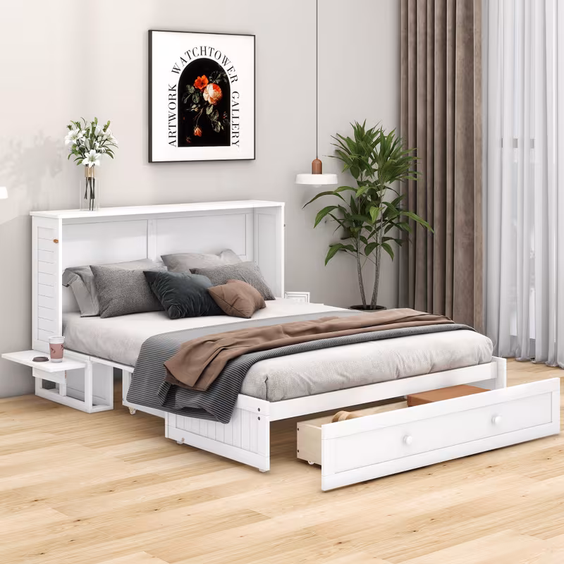 cama murphy com arrumação vertical e cabeceira de estante - design moderno minimalista , tamanho (140x200cm), estrutura de cama multifuncional com gavetas de arrumação debaixo da cama, , ideal para pequenos, apartamentos, residências de estudantes Detalhes do produto 6
