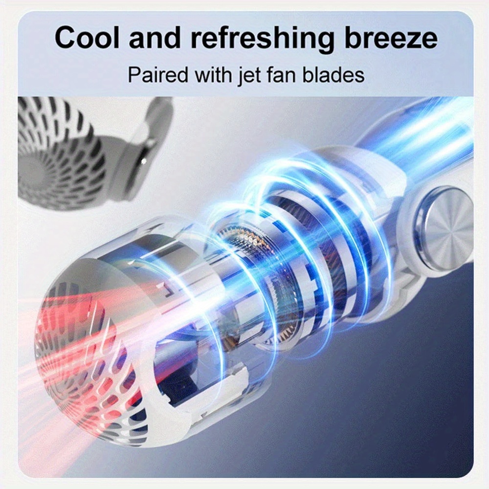 Portable Rechargeable Hanging Neck Fan, 3 Speed Wind Speed Up to 5.9m/ s Wearable FanHigh Battery Life Cooling Neck Fan for OutdoorSports