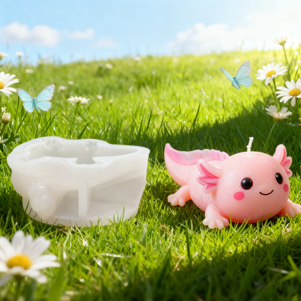 Image of Adorable Axolotl Silicone Candle Mold, Perfect For Crafting Candles, Resin, And Clay - Make Salamander Candles, Great For Projects, For Home Decoration, And Gifts For Animal Enthusiasts