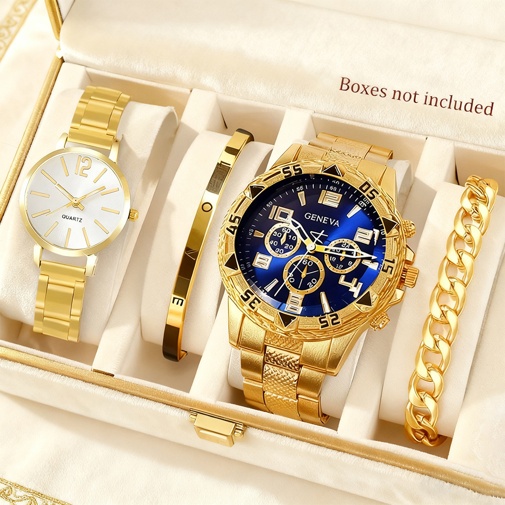 4pcs/New Quartz Watches (2 Watches + 2 Bracelets) – * * for Valentine'S Day, Birthdays, Anniversaries, *, *