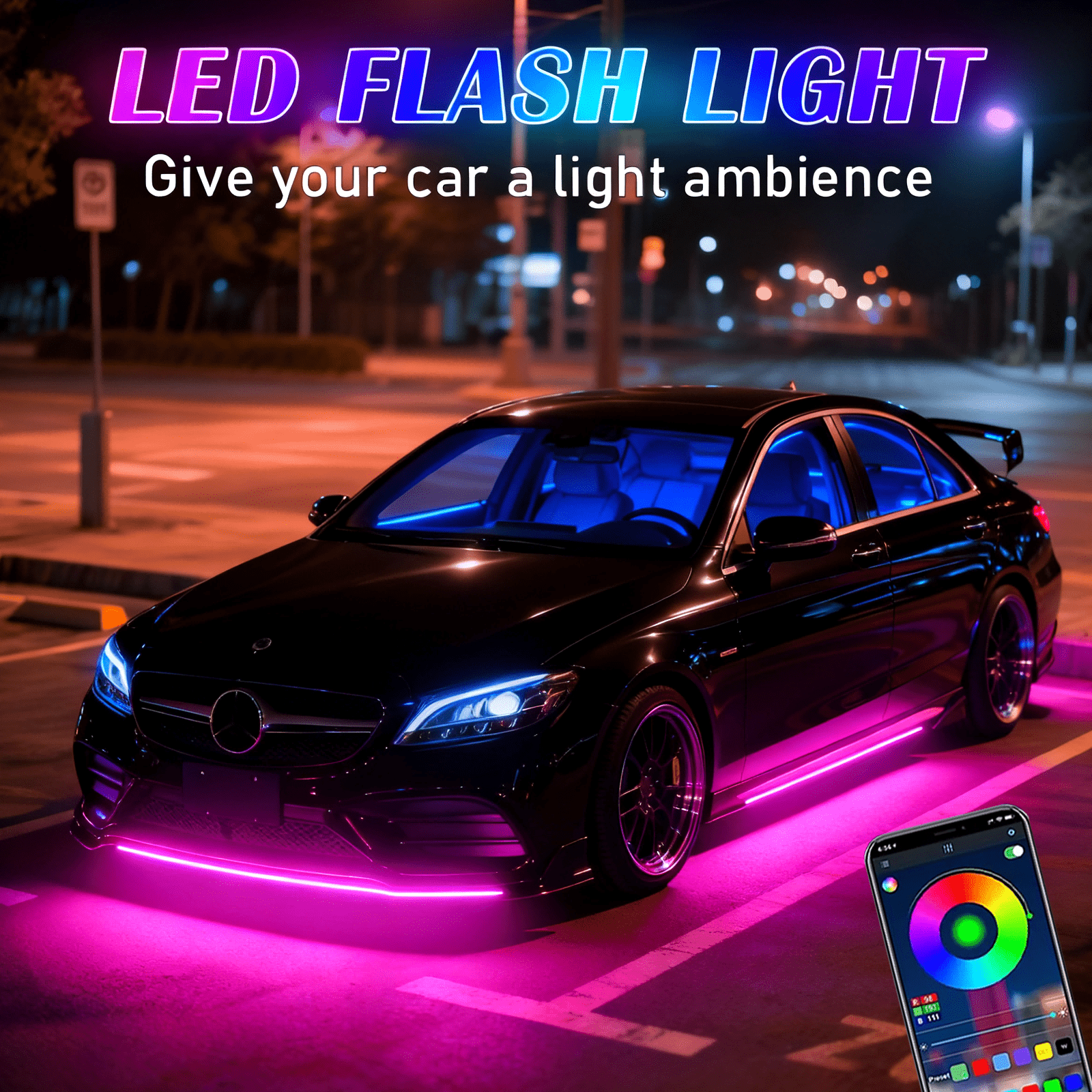 Temu – TEMU 4pcs Rgb Underglow Kit – Sound-activated , App Control; Suitable For Patio/farm Lighting, Trailer Lighting, And 12v Under-vehicle Lighting For