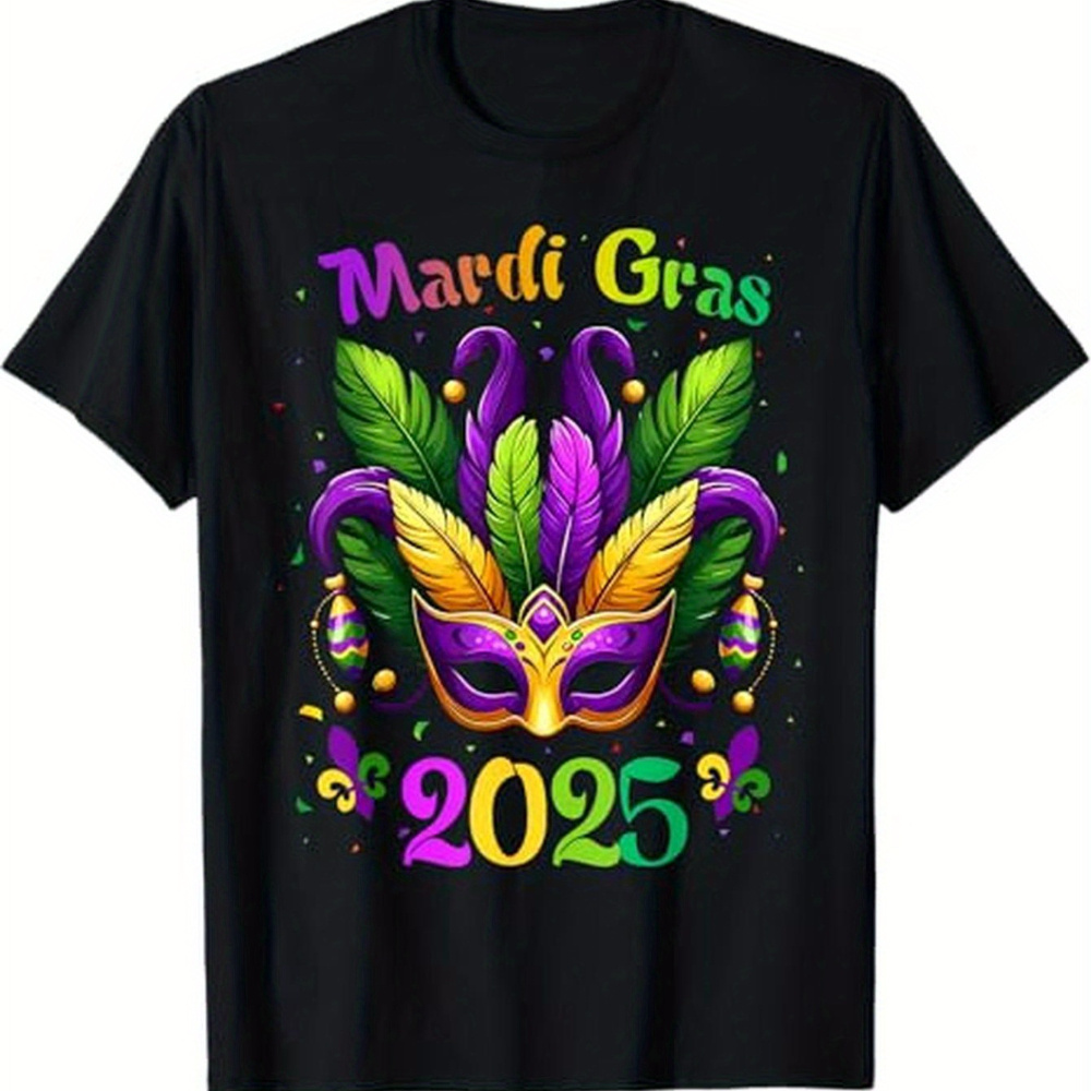 

Mardi Gras 2025 Celebration T-shirt – Men’s 100% Cotton Casual Tee With Vibrant Mask , Loose Fit, Black, Sizes S-xxxl, Festival Clothing | Design | Soft Texture