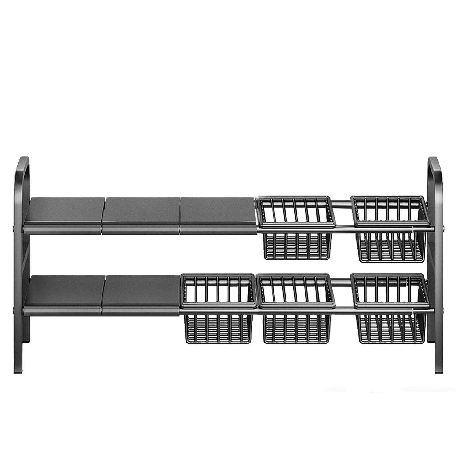 Adjustable Under-sink Storage Rack, Double-layer Expandable Kitchen Cabinet Shelf With Sliding Baskets, Metal Under-sink Organizer For Bathroom, Kitchen And Pantry, Space-
