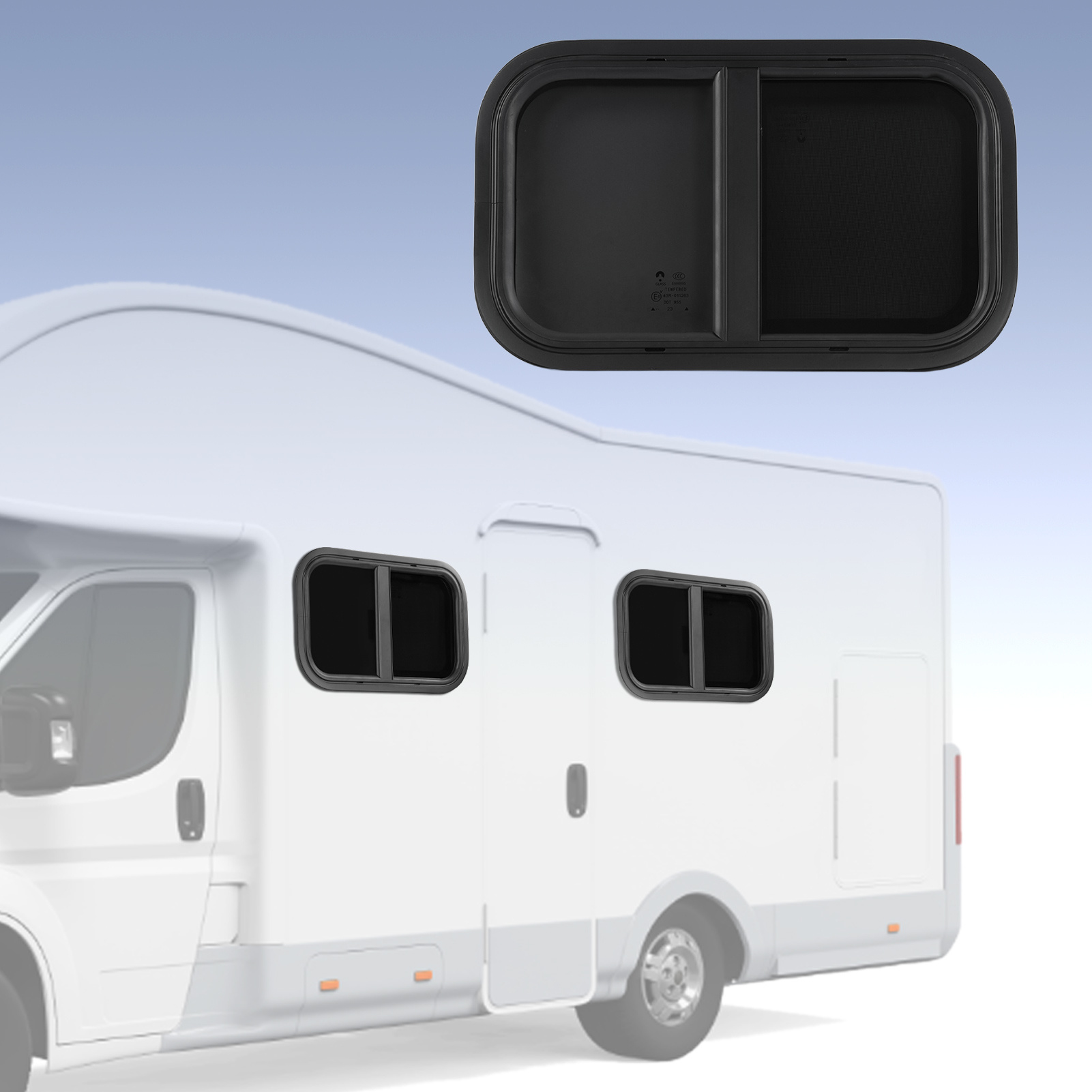 TEMU Rv Window Replacement Round Corners Slide With Screen For Trailer ( 500* 300mm, 700* 400mm