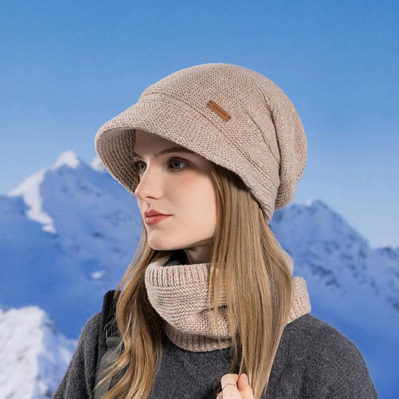 Image of 2pcs Winter Hat & Scarf Set With Fringe & Retractable Ears - Lightweight Warm, Elastic Ear Flaps For, Outdoor Activities - Cozy -weather Headwear And Neck Combo For Skiing & Ice Skating