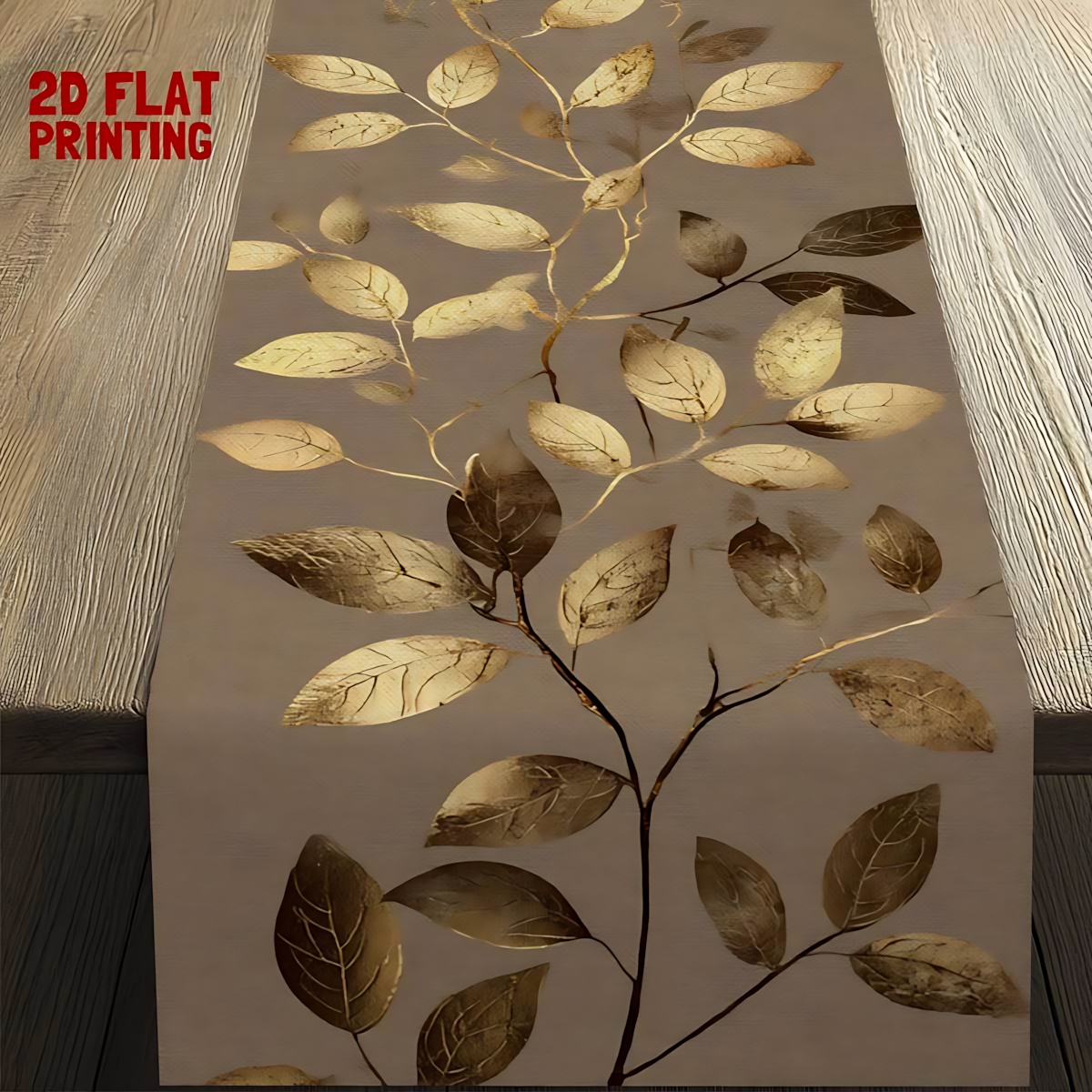 TEMU 1pc New 2d Flat Printing Rice Bottom Exquisite Small Leaf Creative Table Runner Spring Summer Universal Style Modern Minimalist Style