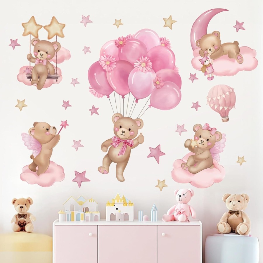 TEMU 2d Flat Decorative Stickers Exquisite Cheap Fun Living Room Wall Decoration Self-adhesive Wall Sticker Bathroom Wall Sticker Sticker Bear Wall