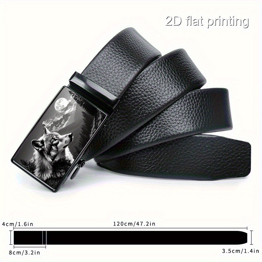 E-shop 2D Wolf und Naturlandschaft Kunst Design | Strapazierfähiges, hochwertiges Herren-Schlagband mit automatischer Schnalle, verstellbar für