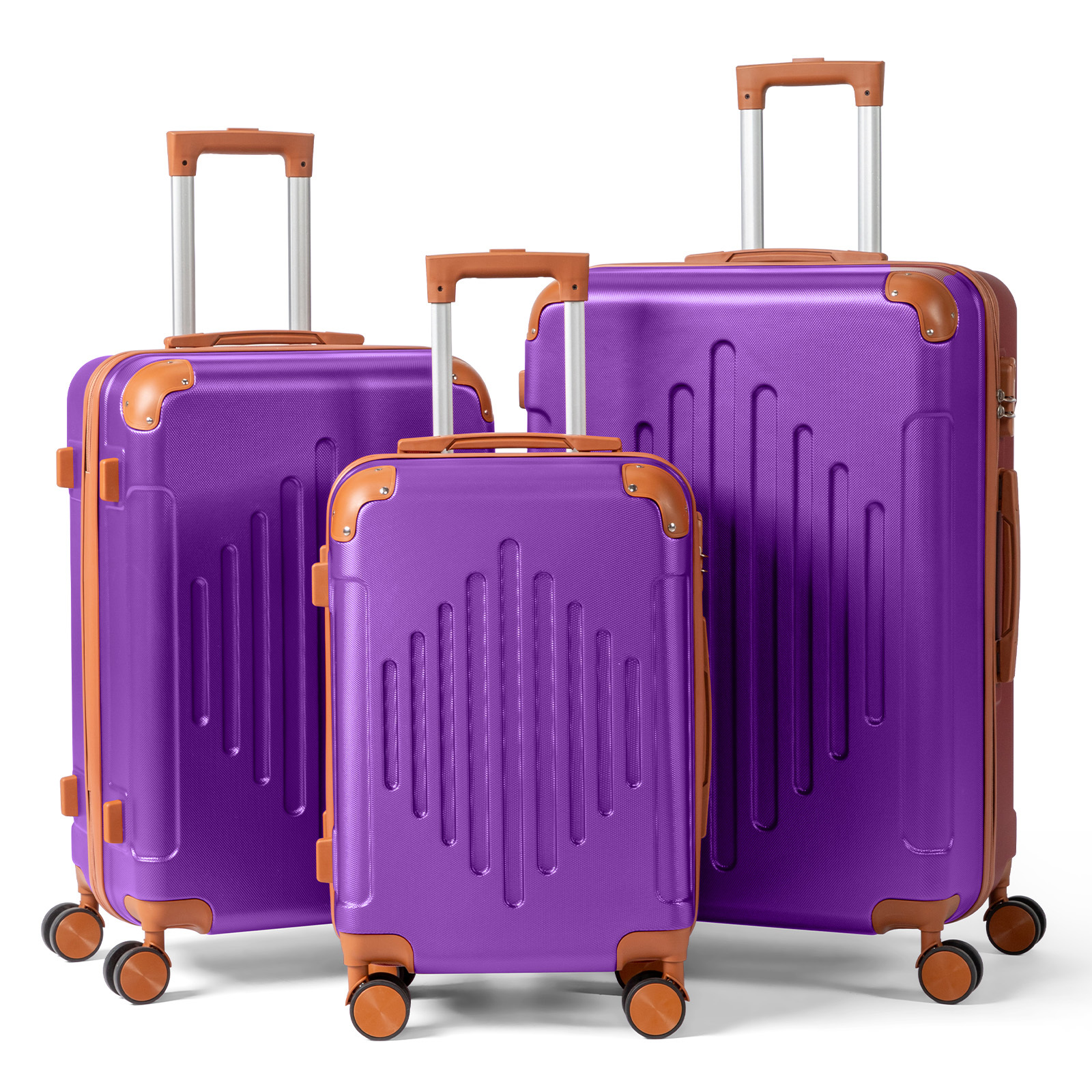 TEMU Ensembles de Valises, Coffres Rigides Durables 3 Pièces avec Roulettes Spinner, Ensemble de Bagages Léger et , Grand Ensemble de Valises de