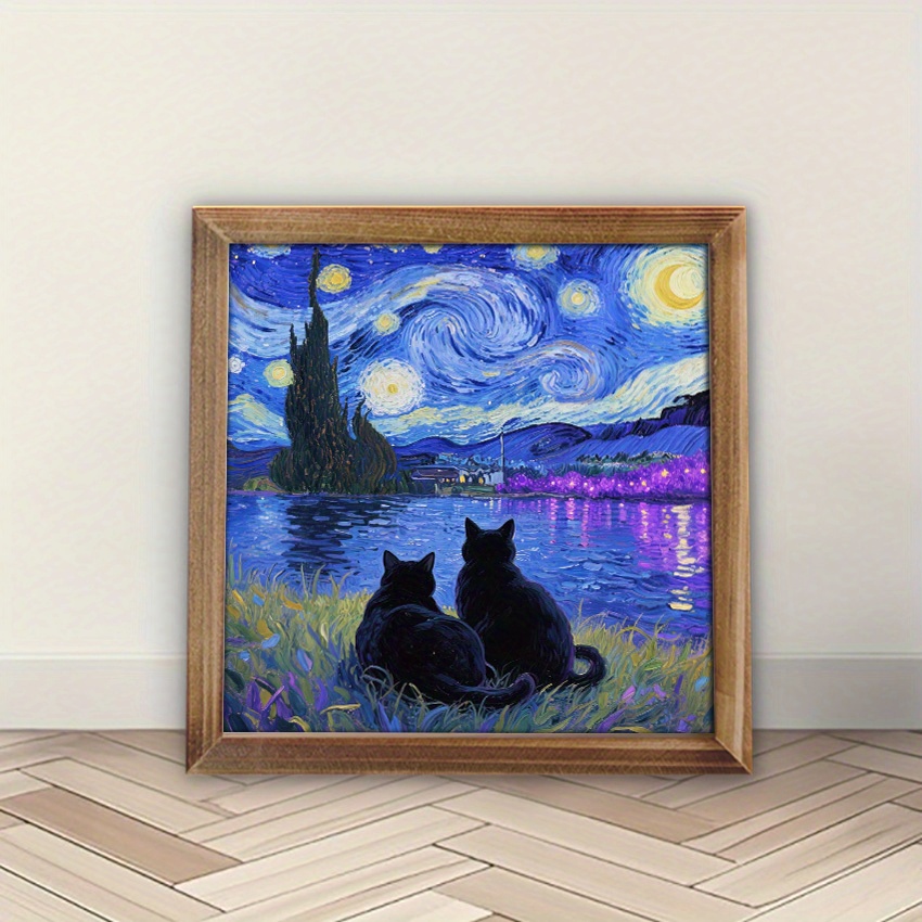 TEMU Decorative Art Painting Wooden Frame Wall Mural Seasonal Home Decor Holiday Hanging Decoration 20*20cm With Wood Frame Poster And Print Suitable
