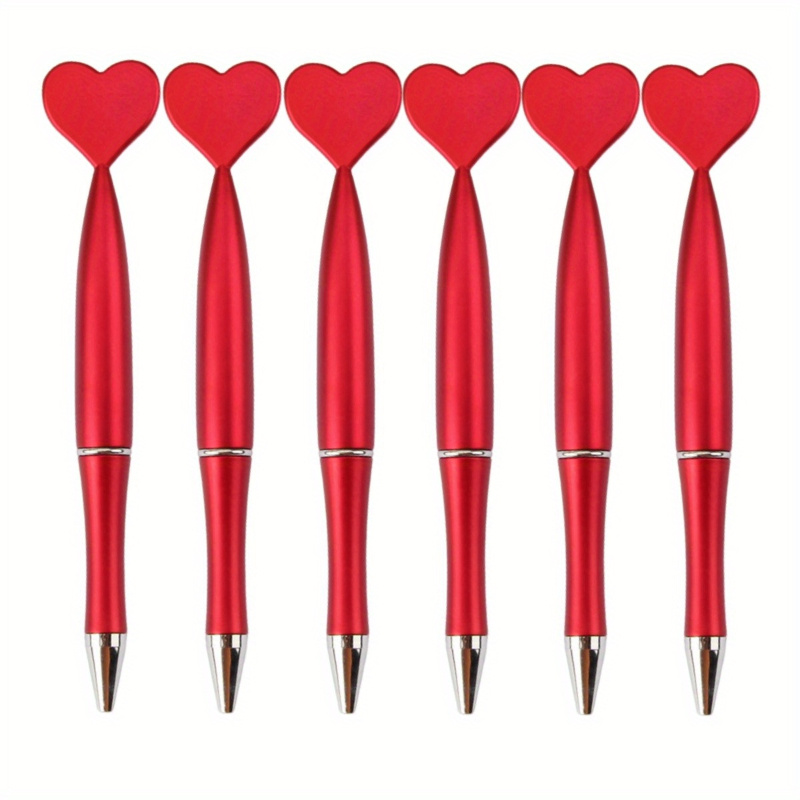 

6-pack Red Heart-shaped Ballpoint Pens, No Feather, Valentine's Day, Wedding Favors, Office & School Supplies, Gifts And Birthday Presents