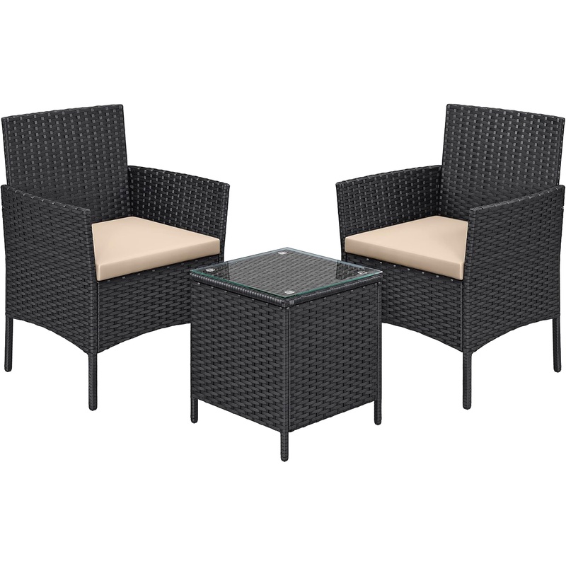   patio furniture set outdoor pe rattan conversation sets black and taupe  f003b01
