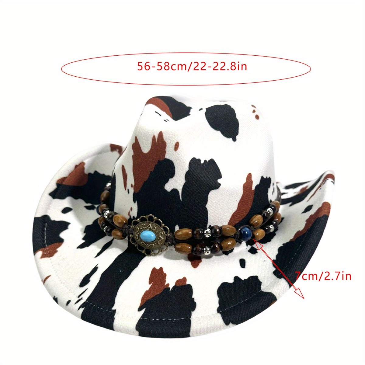 western style wide brimmed hat cow print men women complete  display picture 1