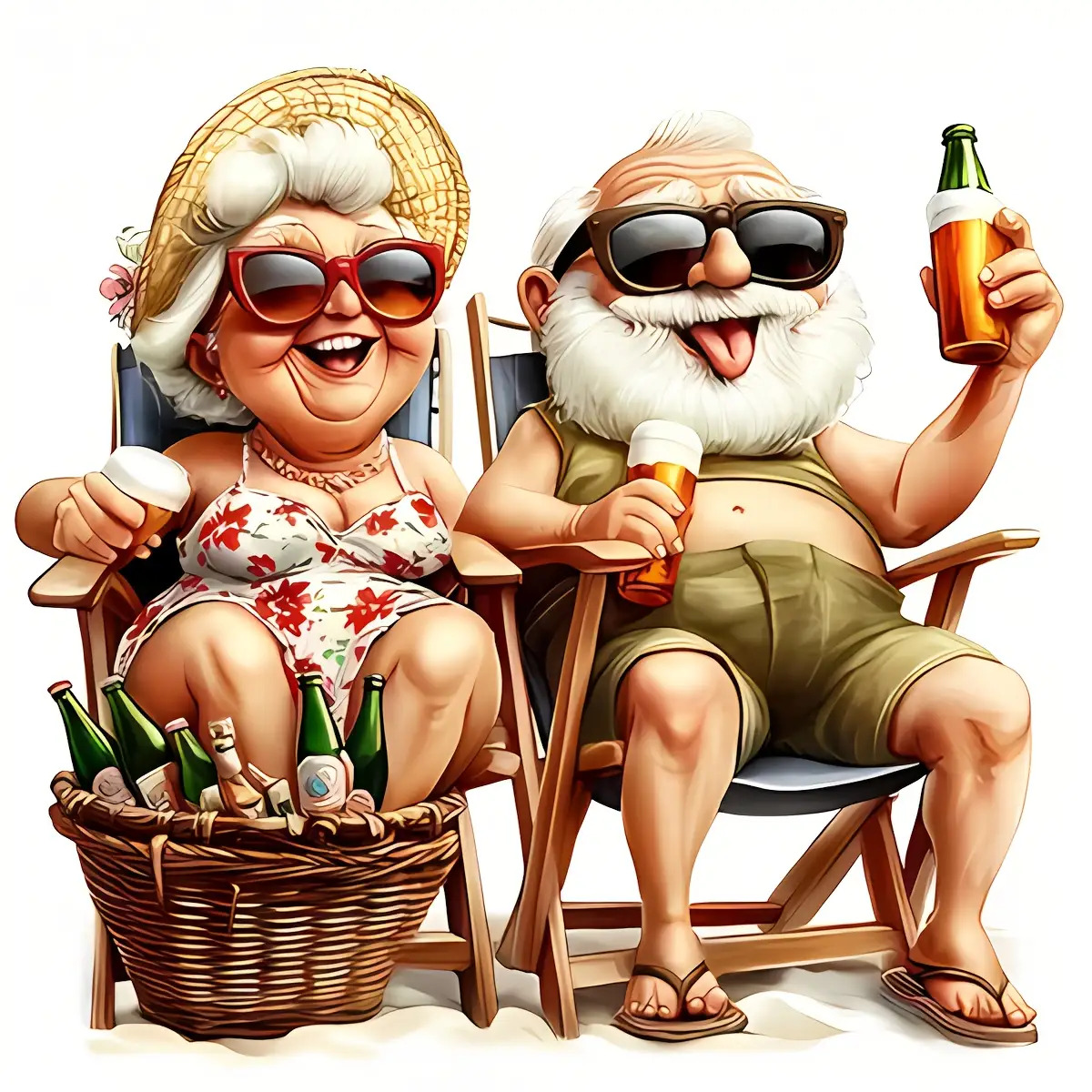 2d Flat, 7-inch Funny Couple Drinking Beer Vinyl Sticker - Glossy Durable Decal Suitable For Car, Truck, Window, Laptop, Phone - Quirky Grandparents Humor Decoration, 2d Flat