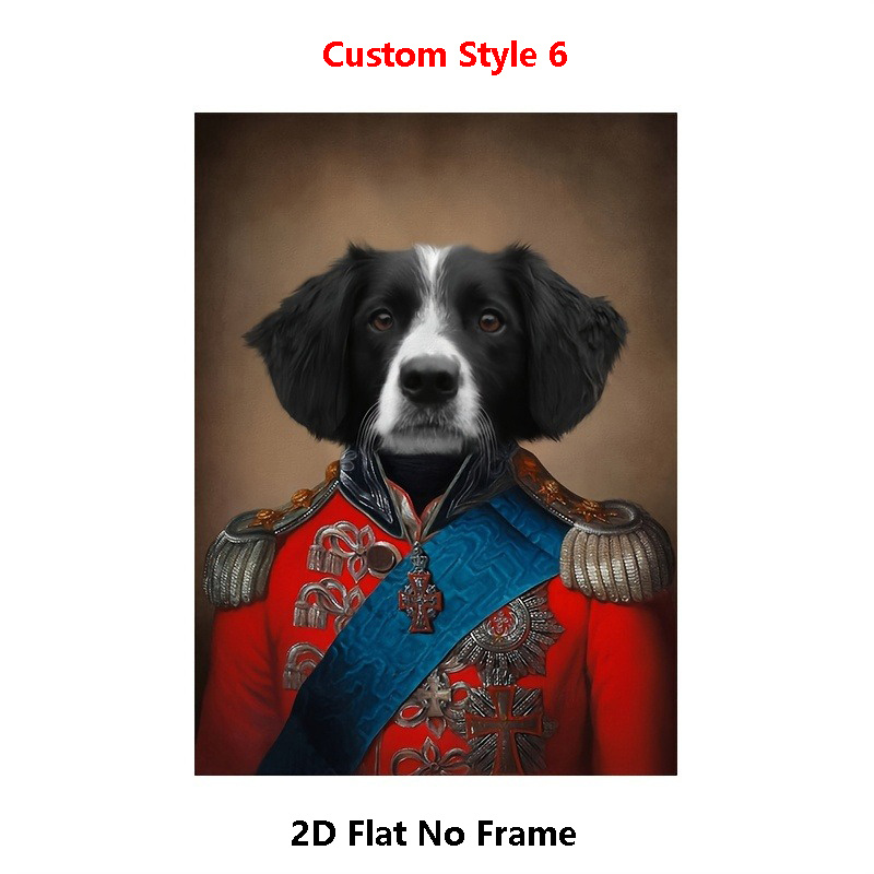 1pc Custom Pet Portrait from Photo - Personalized Royal Style Suitable for Cat & Dog Memorial Canvas Print, Upload Your Own Picture for Home Decor, Birthday Gift, Pet Photo Gift for Dog Cat Owners