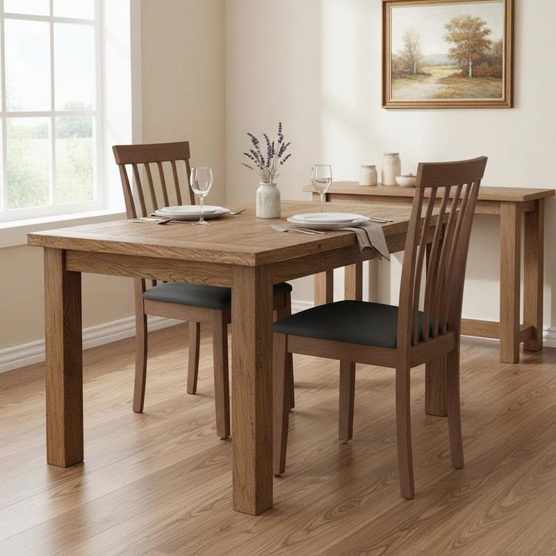 Kitchen Chairs Upholstery 2pcs Brown Rubberwood Solid Construction Seat Furnishing Style Dining Area Backrest Wood Grain Mounting Accessories Standard Sizes Furniture Set Wooden Frame