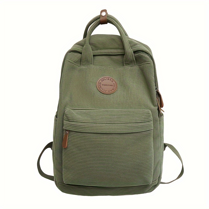 lightweight school backpack teens olive green corduroy Temu Ireland