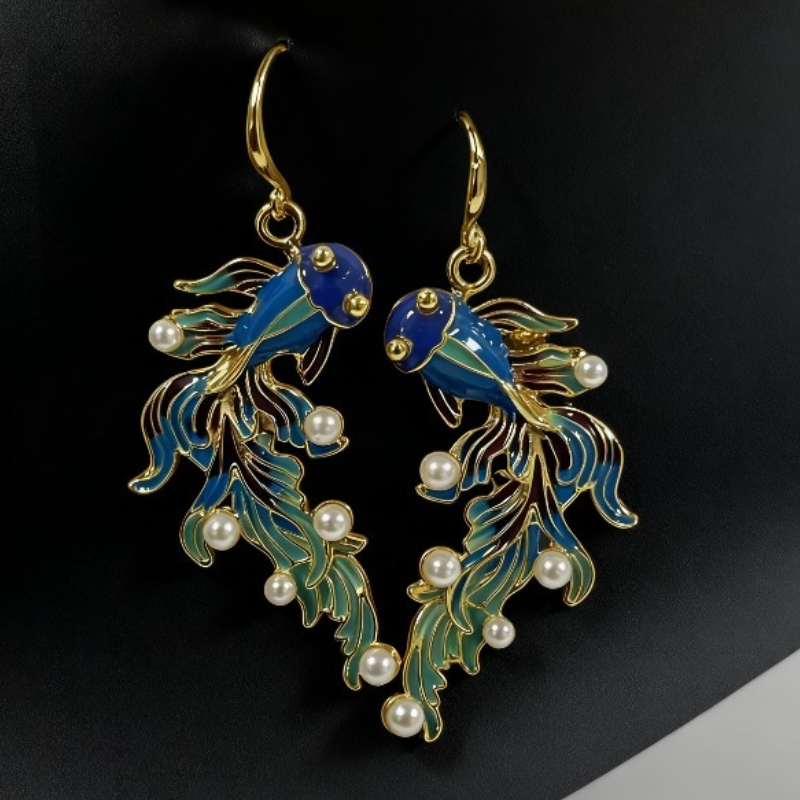 TEMU 2 Vintage Koi Fish Earrings For Women -925 Silver, Elegant Vintage Koi Fish Scale Jewelry Suitable For Daily Wear And Special Occasions, Durable