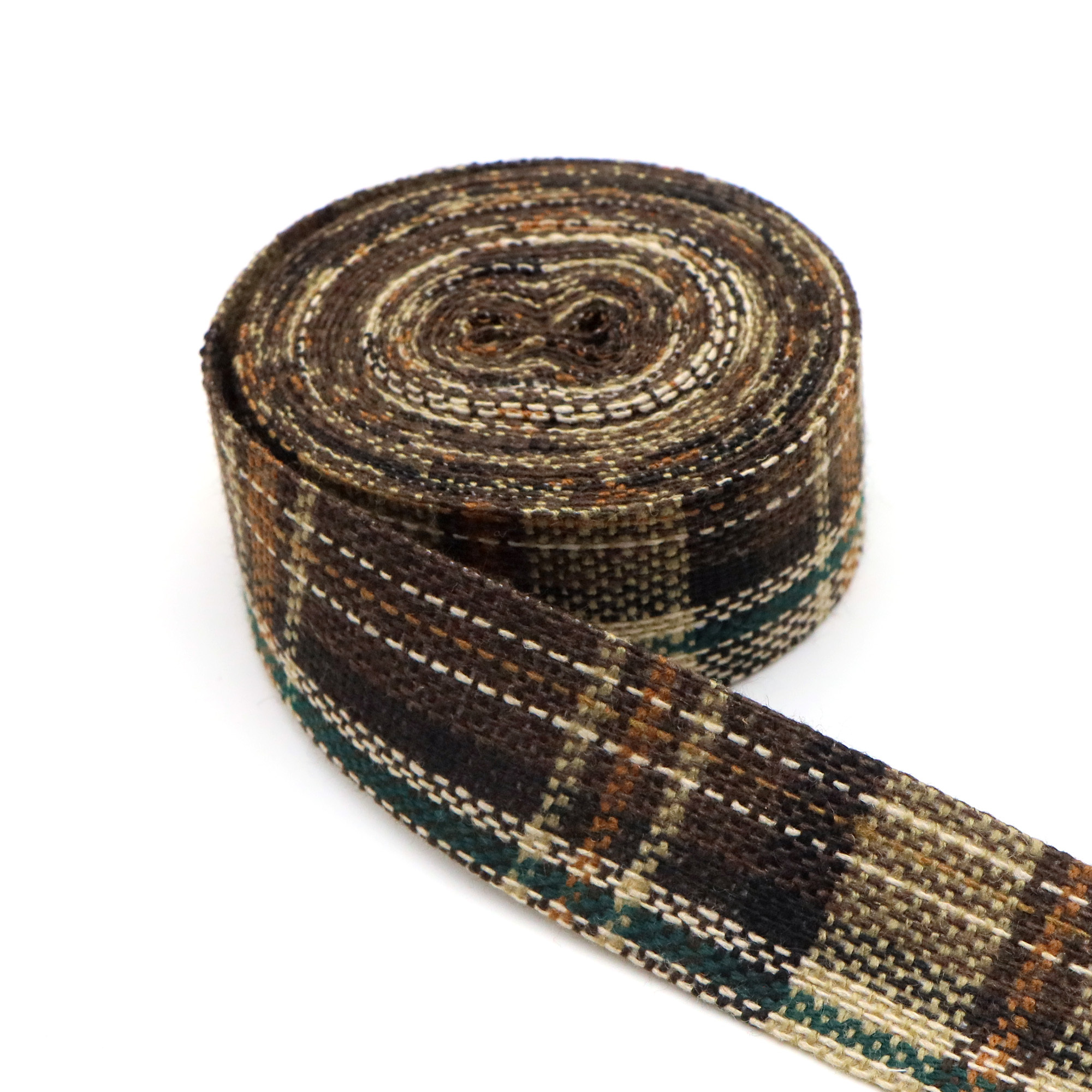 TEMU 5 Yards de Ruban en Tissu Polyester à Carreaux Écossais Vintage, Ruban à Carreaux Marron Double Face Fait Main, Accessoires pour Cheveux,