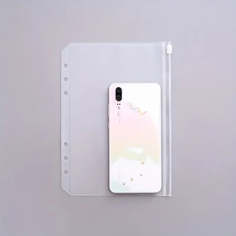 TEMU 6 Stück A7/A6/A5/B5/A4 Einfache Transparente PVC Loseblatt-Datei Aufbewahrungstasche Tragbare Notebook Zubehör Reißverschlusstasche
