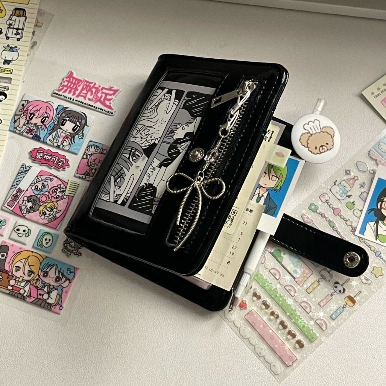 Minimalist Black Leather Binder Notebook With Window Design, Stylish And Portable For Students, Perfect For Daily Writing And .