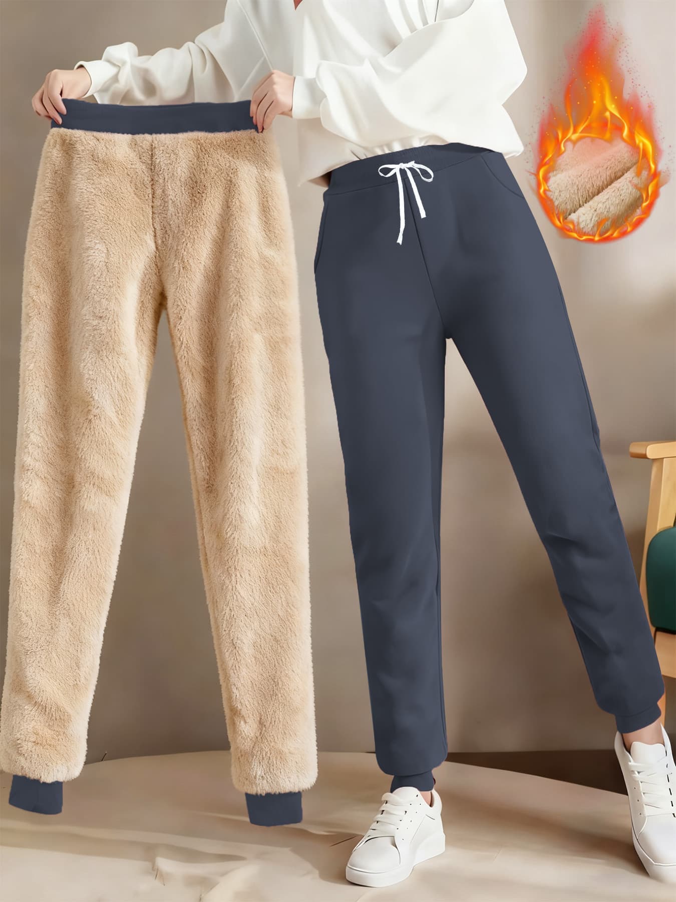 new womens winter pants for 2026 designed to be windproof and warm with elastic drawstrings at the waist suitable for   occasions such as   daily wear