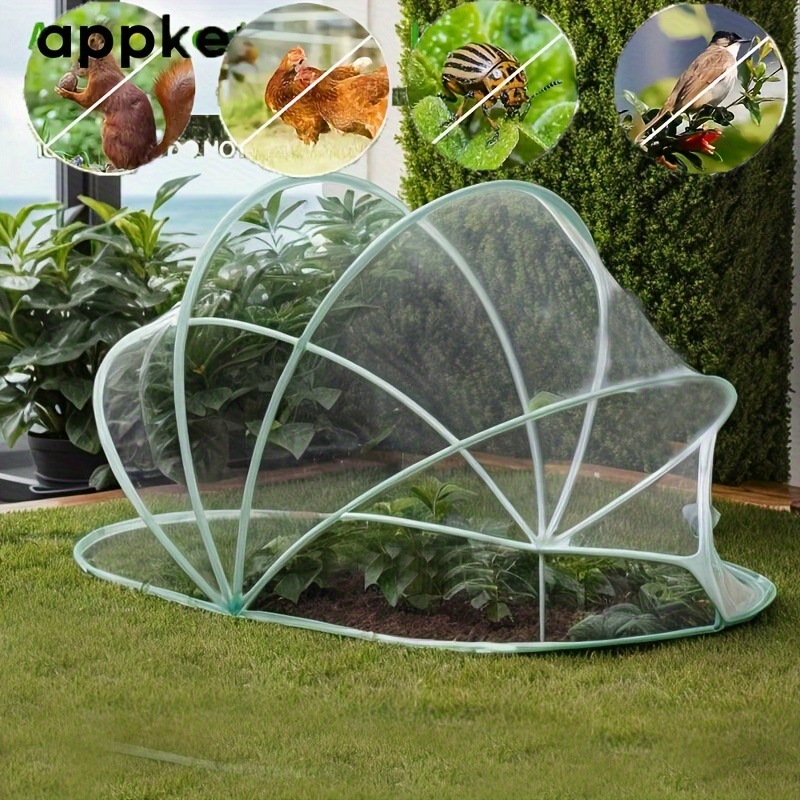 TEMU A Collapsible, Portable Net For Protecting Plants And Flowers, Featuring A Dome For Garden And Agricultural Applications. It Helps Keep